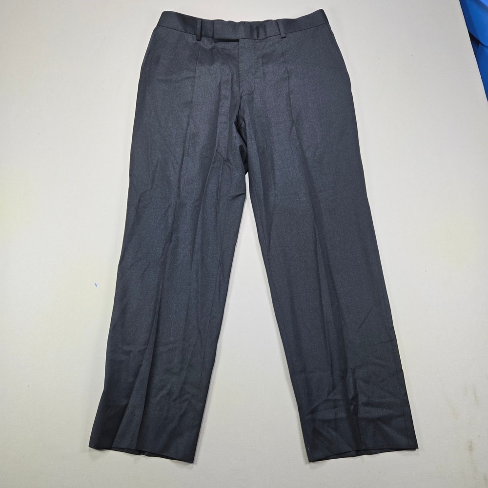Hugo Boss Dress Pants James Brown Wool Flat Front Charcoal Grey Mens 34R